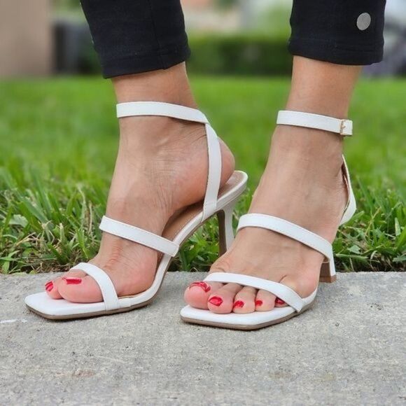 Women Ankle Strap High Heel Sandals White Color - Picture 3 of 7